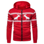 Herren Kapuzenjacke mit kreativem Rentierdesign und weichem Innenfutter