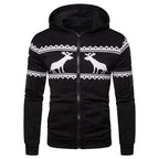 Herren Kapuzenjacke mit kreativem Rentierdesign und weichem Innenfutter