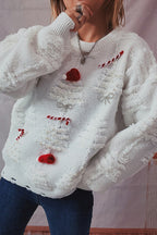 R&B | Handgemachter Perlen-Weihnachtsthema-Pullover dreidimensionaler dekorativer Pullover