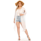 Damen eleganter Häkel-Kaftan mit fransigen Akzenten R&B