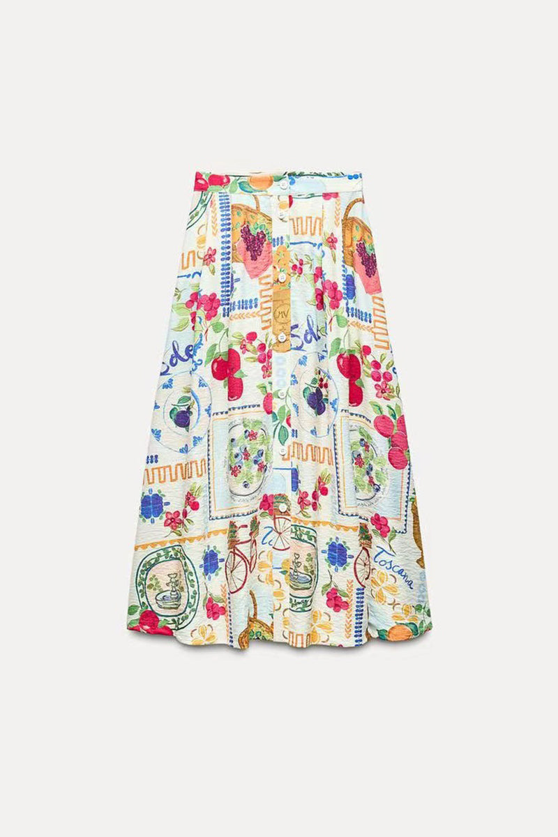 R&B | Elegantes zweiteiliges Set mit Floralprint, Taschen, Rüschen und Quadratausschnitt