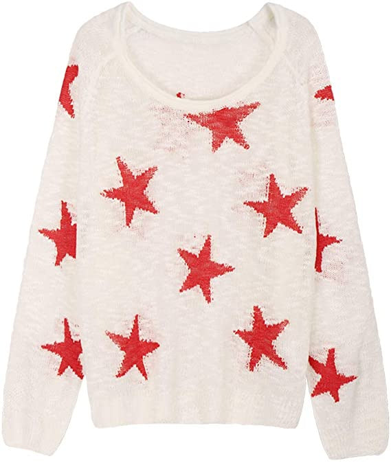 Damen stylischer Strickpullover mit Sternenmotiv R&B