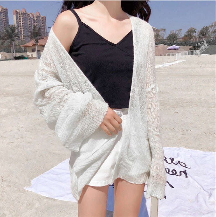 Damen lässiger Strickcardigan mit offener Front und weit geschnittenen Ärmeln