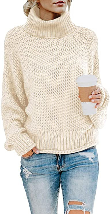 Damen Pullover mit hohem Kragen und strukturierter Webart R&B