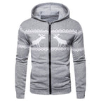Herren Kapuzenjacke mit kreativem Rentierdesign und weichem Innenfutter