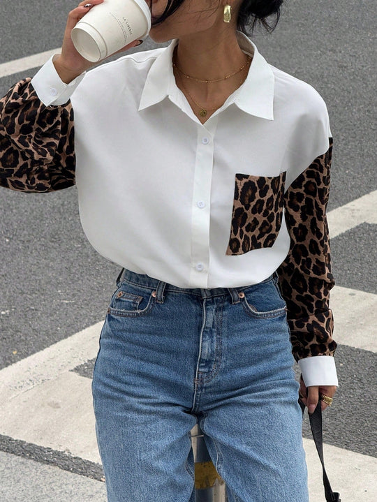 R&B | Damenbluse mit Leo-Details Auffällig, Locker & Streetstyle Bereit