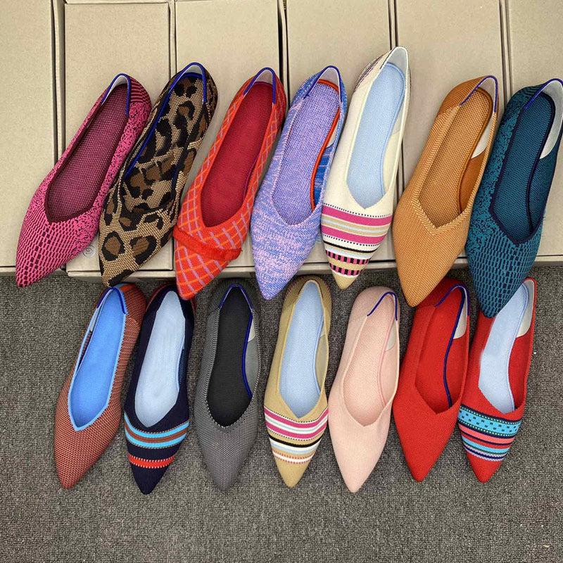 Damen elegante spitz zulaufende Ballerinas mit modischem Leopardenmuster