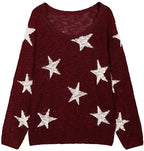 Damen stylischer Strickpullover mit Sternenmotiv R&B