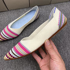 Damen spitz zulaufende Ballerinas mit dekorativem Stripen-Design