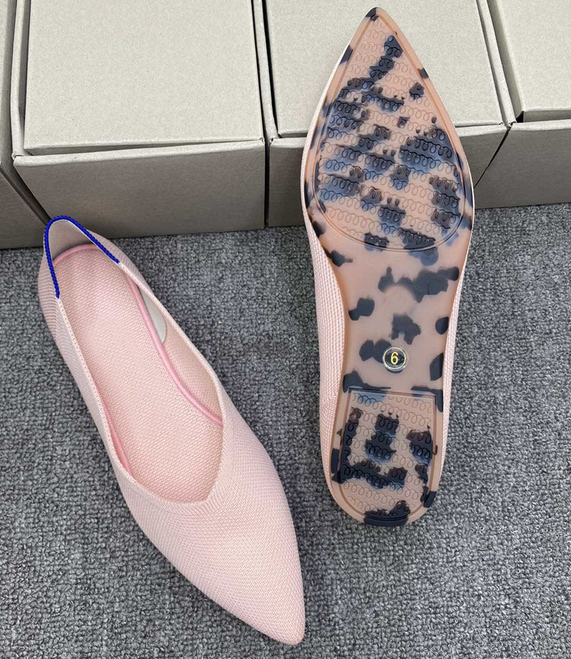 Damen spitz zulaufende Ballerinas aus elastischem Gewe
