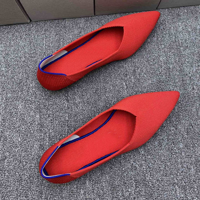 Damen spitz zulaufende Ballerinas mit atmungsaktivem Obermaterial