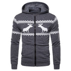 Herren Kapuzenjacke mit kreativem Rentierdesign und weichem Innenfutter