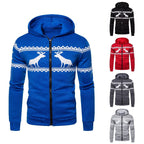 Herren Kapuzenjacke mit kreativem Rentierdesign und weichem Innenfutter