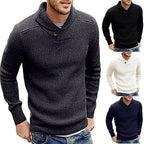 Herren Strickpullover mit Schalkragen und Knopfdetail