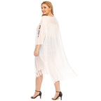 Damen eleganter Häkel-Kaftan mit fransigen Akzenten R&B