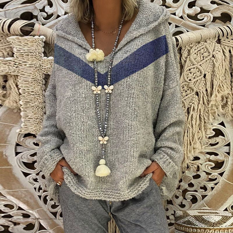 Damen Kapuzenpullover mit Strukturmuster und auffälligen Akzenten R&B