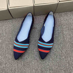 Damen spitz zulaufende Ballerinas mit modischem Strickdesign