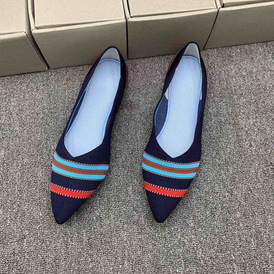 Damen spitz zulaufende Ballerinas mit modischem Strickdesign R&B