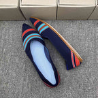 Damen spitz zulaufende Ballerinas mit modischem Strickdesign