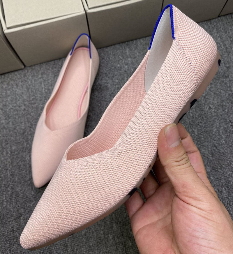 Damen spitz zulaufende Ballerinas aus elastischem Gewe