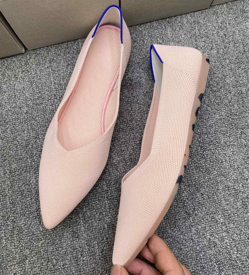 Damen spitz zulaufende Ballerinas aus elastischem Gewe