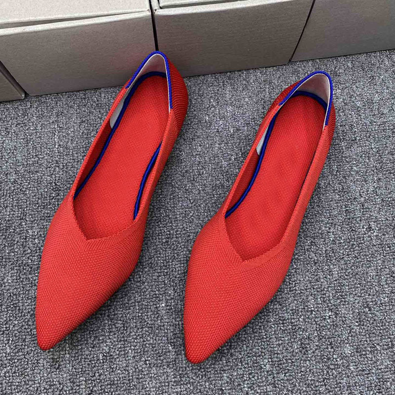 Damen spitz zulaufende Ballerinas mit atmungsaktivem Obermaterial
