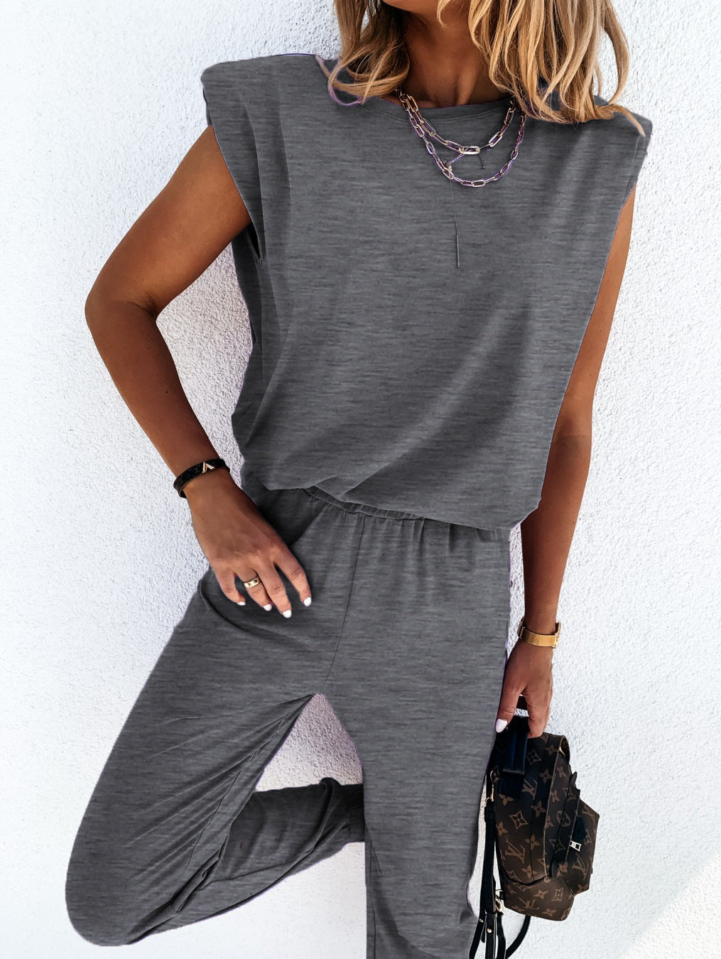 Damen lässiger Jumpsuit mit weichem, elastischem Material und modischem Cut R&B