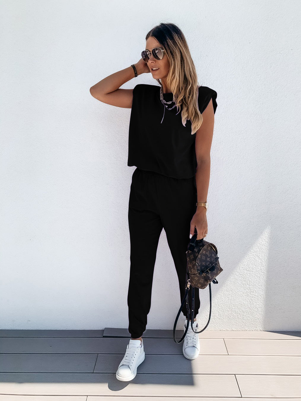 Damen lässiger Jumpsuit mit weichem, elastischem Material und modischem Cut R&B