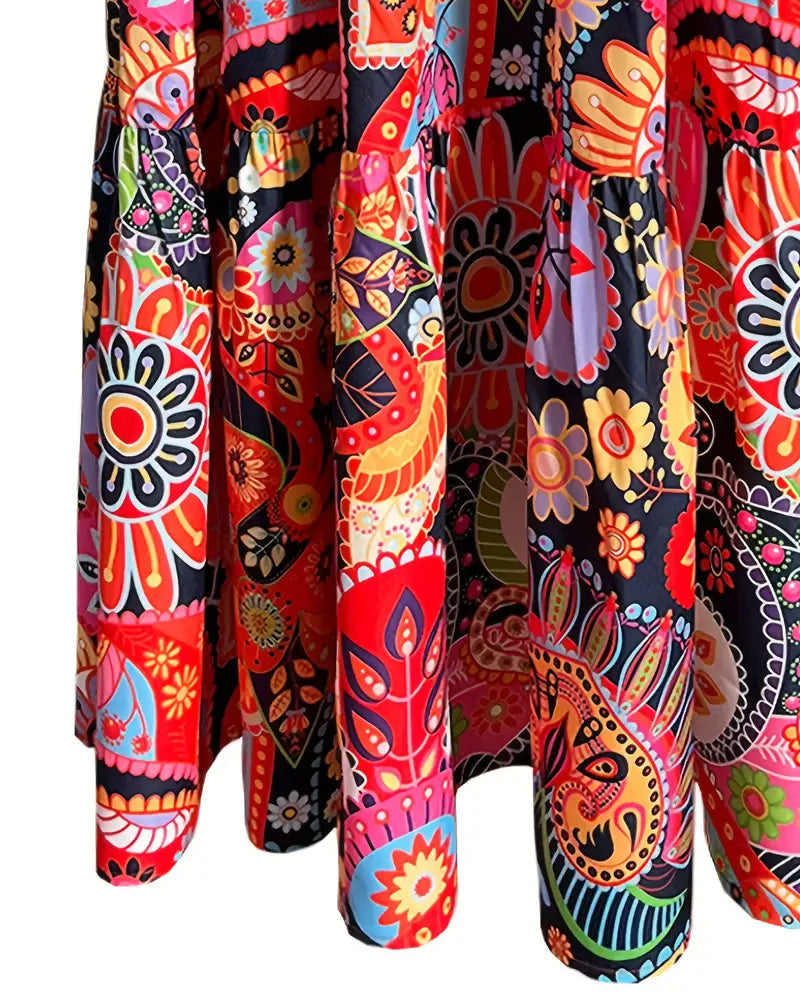 R&B | Ärmelloses, Lockeres, Langes Kleid mit Print