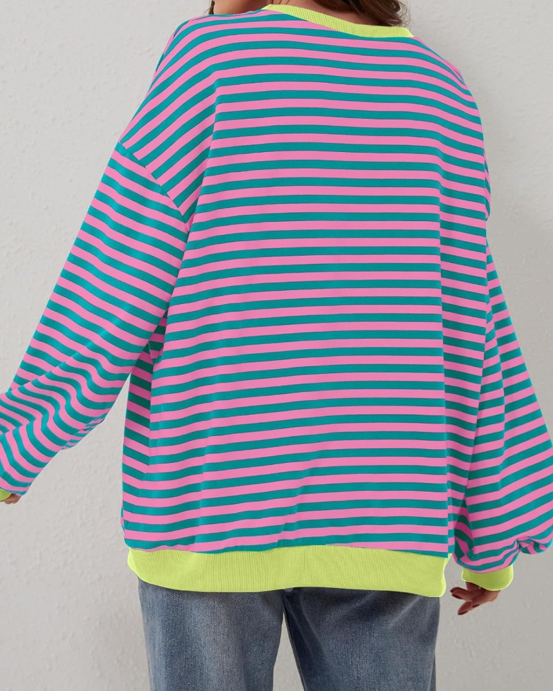 R&B | Übergrößen Streifen Langarm Sweatshirt