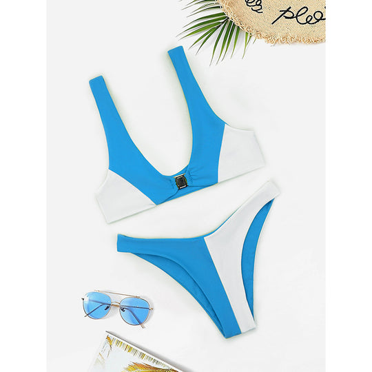 Damen Bikini mit modischem V-Ausschnitt und herausnehmbaren Polstern R&B
