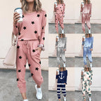 Damen Freizeit-Loungewear-Set mit floralem Muster und elastischem Bund