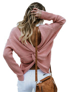 Damen lässiger Strickpullover mit tiefem Rückendetail und übergroßem Schnitt