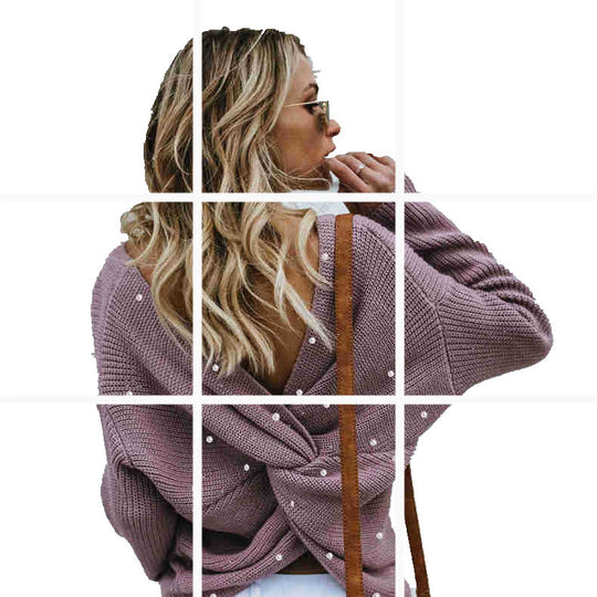 Damen Strickpullover mit Twist-Detail und Perlenbesatz R&B