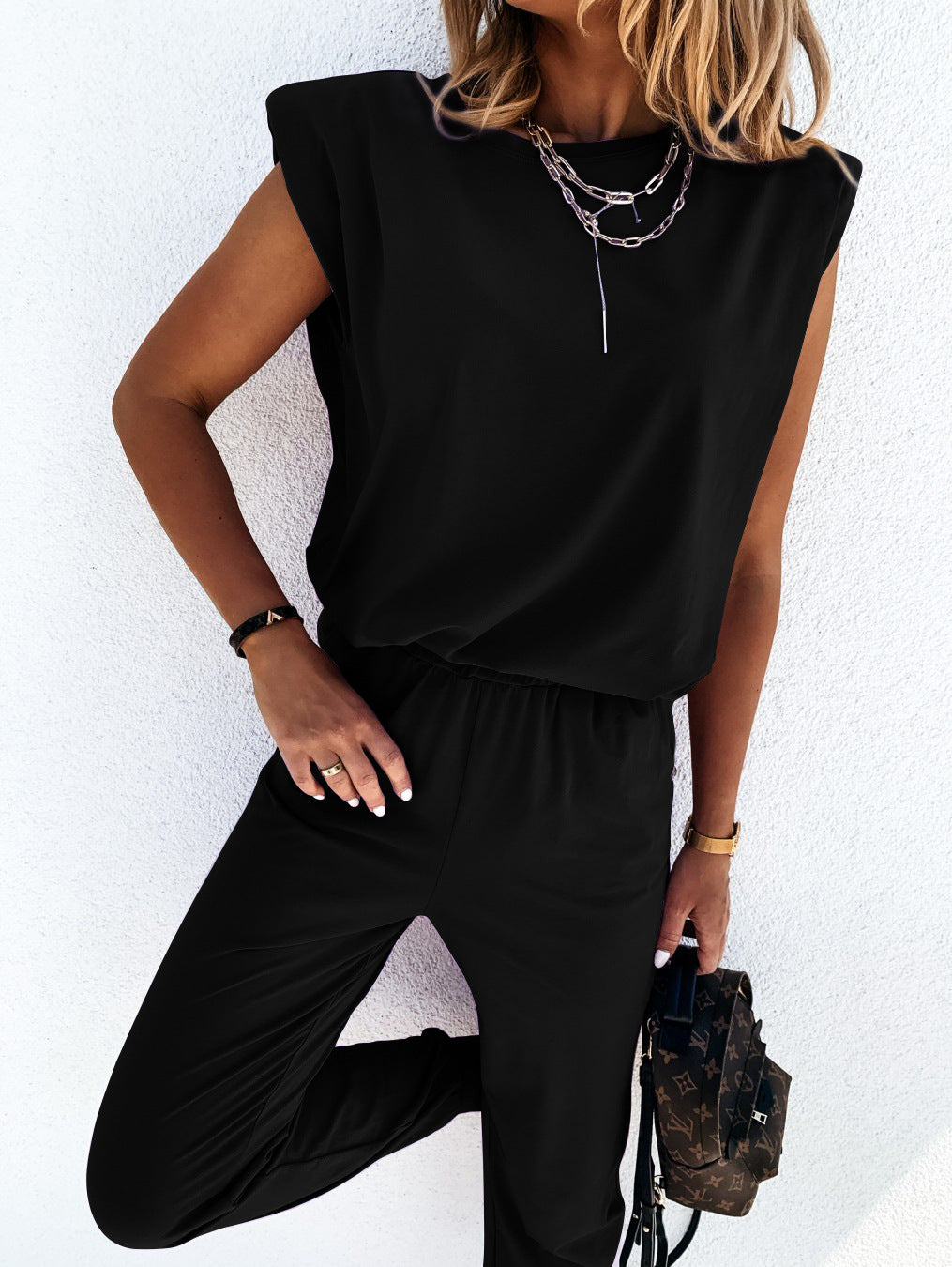 Damen lässiger Jumpsuit mit weichem, elastischem Material und modischem Cut R&B