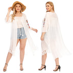 Damen eleganter Häkel-Kaftan mit fransigen Akzenten R&B
