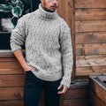 Herren Strickpullover mit hohem Kragen und strukturiertem Kabelmuster R&B