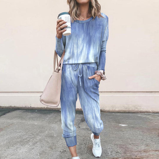Damen Freizeit-Loungewear-Set mit floralem Muster und elastischem Bund R&B