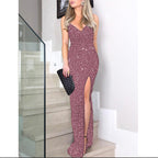 Damen Glamouröses Abendkleid mit seitlichem Schlitz und elegantem Ausschnitt R&B