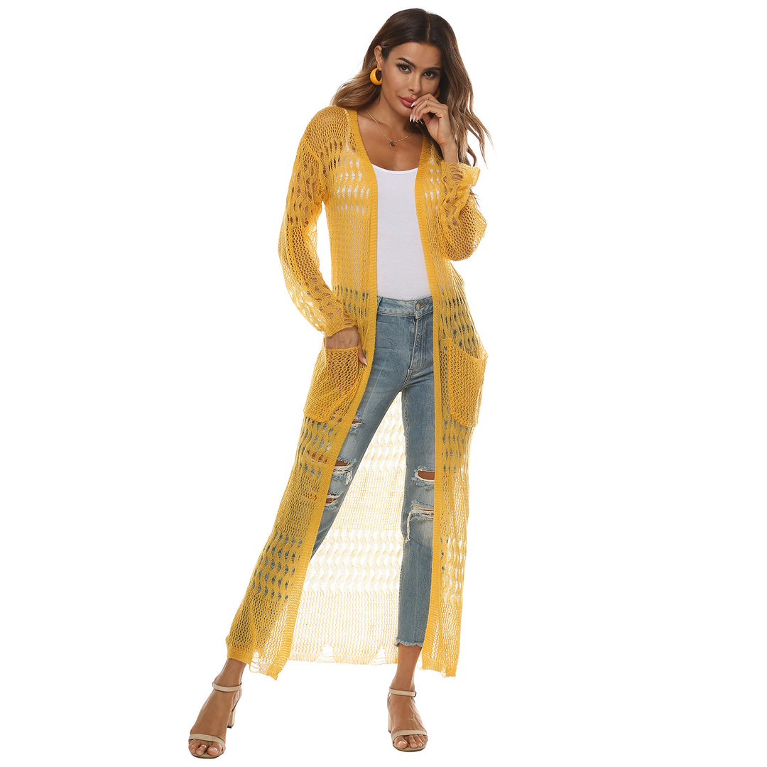 Damen luftiger Strickmantel mit durchbrochenem Design R&B