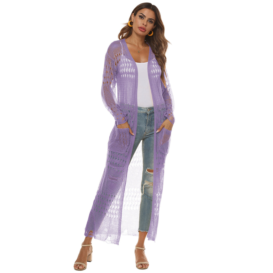 Damen luftiger Strickmantel mit durchbrochenem Design R&B