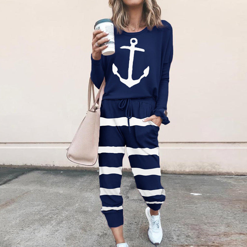 Damen Sweatpants-Set mit Sternen-Print und elastischem Bund R&B