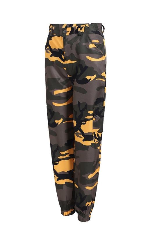 Damen Cargohose im modernen Camouflage-Design mit elastischem Bund und praktischen Taschen R&B