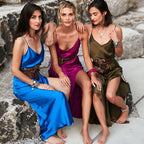 Damen Elegantes Maxikleid mit schmalen Spaghetti-Trägern und fließendem Schnitt R&B