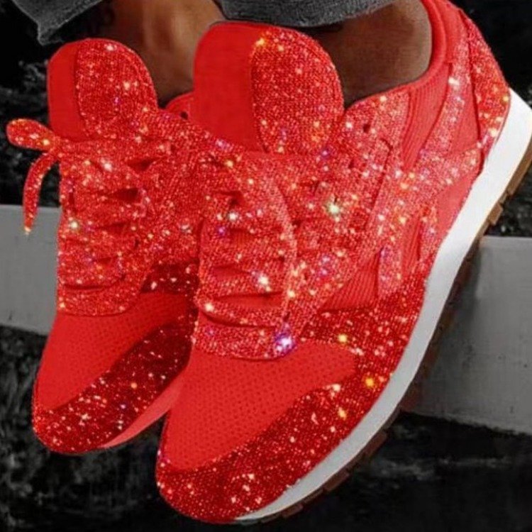 Damen Sportliche Sneaker mit funkelndem Glitzer-Design R&B