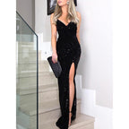 Damen Glamouröses Abendkleid mit seitlichem Schlitz und elegantem Ausschnitt R&B