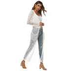 Damen luftiger Strickmantel mit durchbrochenem Design R&B