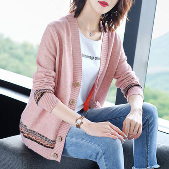 Damen Strickjacke mit eleganten Knopfdetails und modischer Häkelbordüre R&B