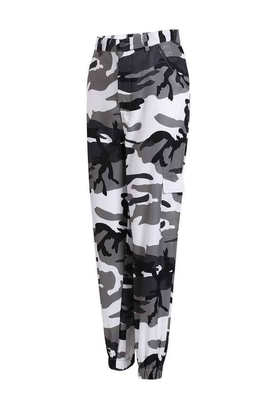 Damen Cargohose im modernen Camouflage-Design mit elastischem Bund und praktischen Taschen R&B