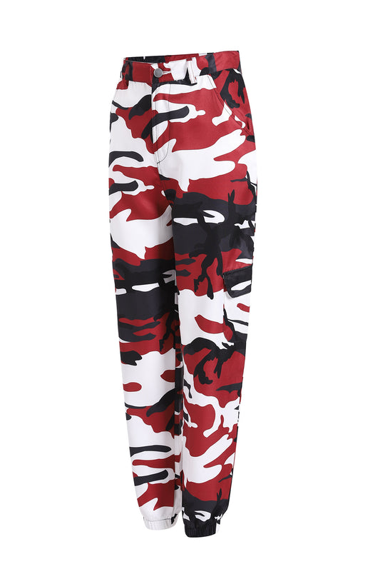 Damen Cargohose im modernen Camouflage-Design mit elastischem Bund und praktischen Taschen R&B